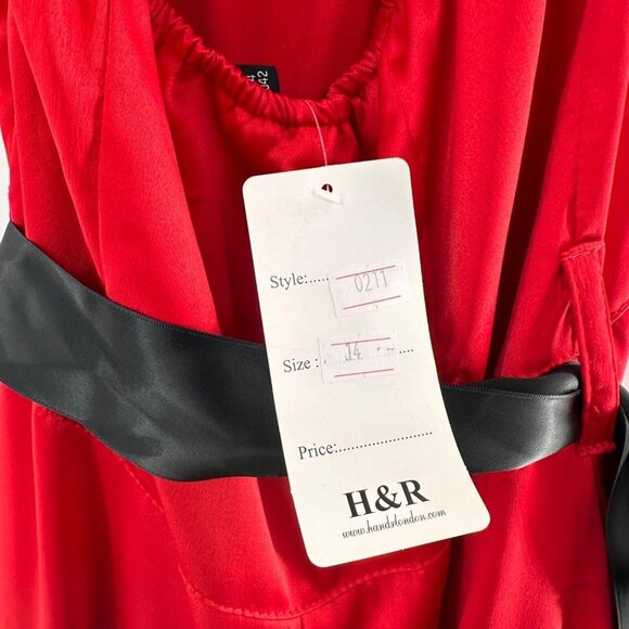 Hearts & Roses Halter Red Dress Black Bow & Tulle Underskirt Size 14 Whimsigoth - Picture 7 of 13